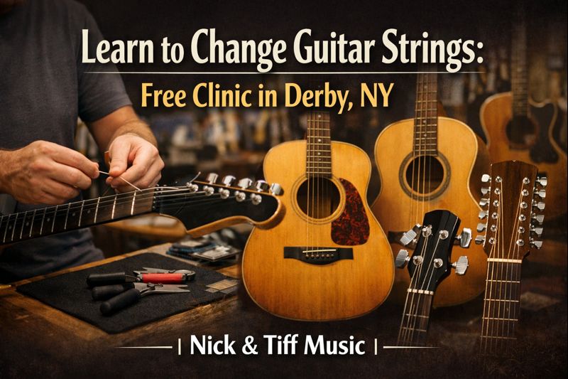 Learn to Change Guitar Strings: Free Clinic in Derby, NY | Nick & Tiff Music