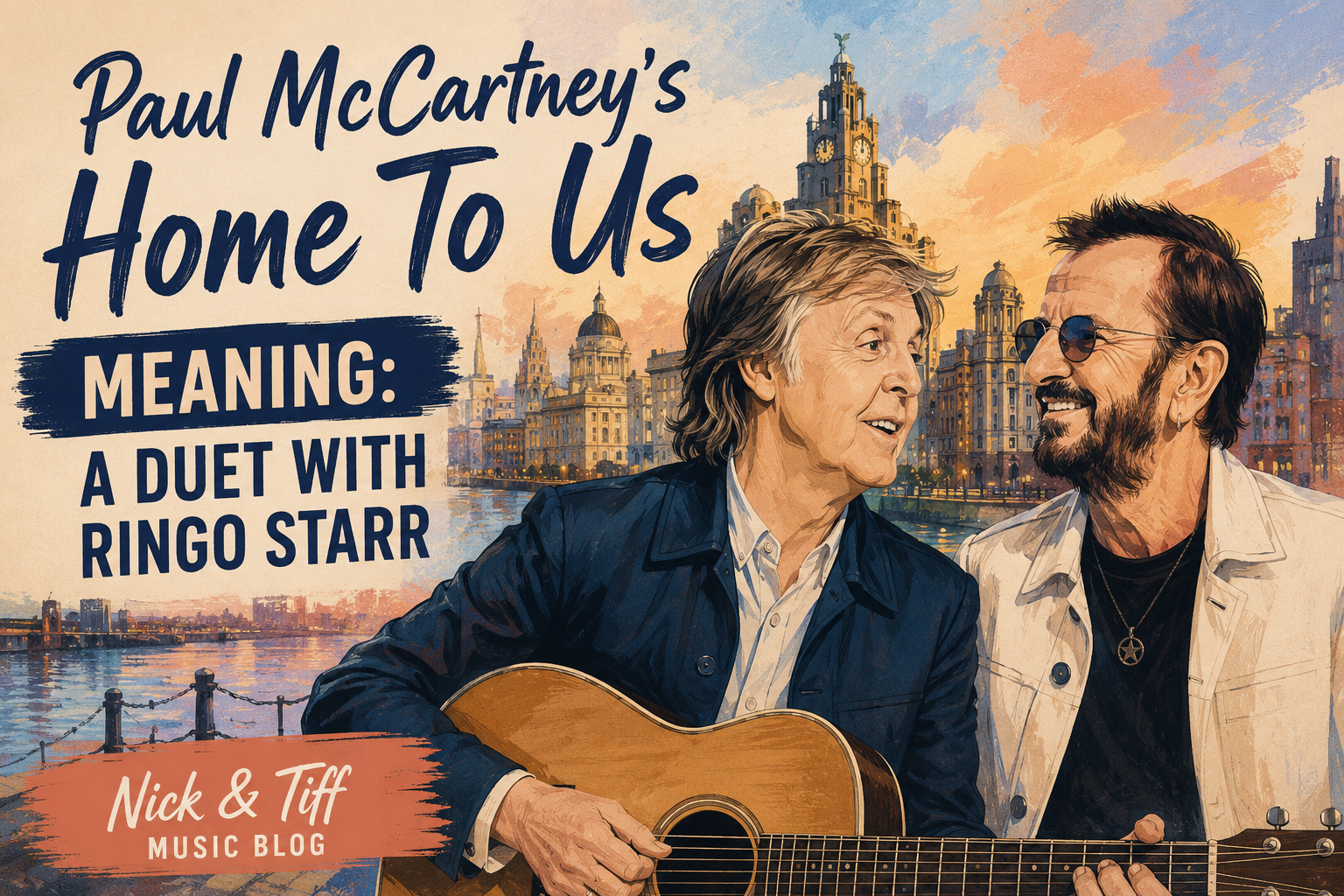 Illustrated feature image for Paul McCartney’s Home To Us Meaning: A Duet with Ringo Starr on Nick & Tiff Music Blog