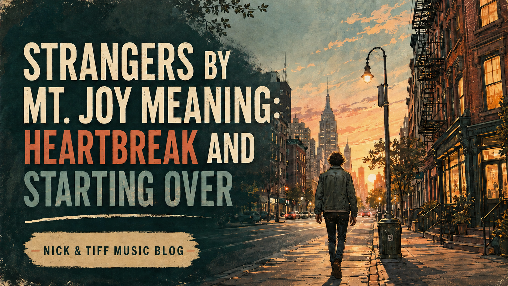 Illustration for Strangers by Mt. Joy Meaning: Heartbreak and Starting Over on Nick & Tiff Music Blog